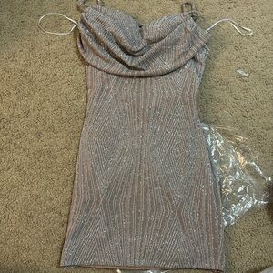 Windsor Glitzy Allure Glitter Strappy Back Mini Dress